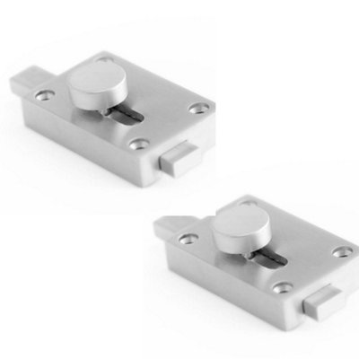 2 PACK High-Quality Bathroom Indicator Bolt 50x50mm in Satin Chrome Finish - Sliding Bathroom Toilet Door Bolt
