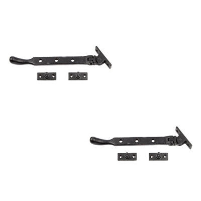 2 PACK High-Quality Black Bulb End Casement Stays 203x15x6mm for Durable Window Support - Window Peg Bar