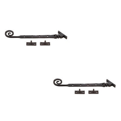 2 PACK High-Quality Curly Tail Casement Stays in Beeswax Finish - 245x15x6mm - Window Peg Bar
