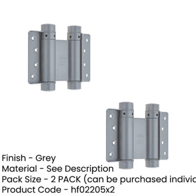 2 PACK High-Quality Double Action Steel Spring Hinge - 175mm Grey ...