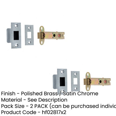 2 PACK High-Quality Double Sprung Tubular Latches 150mm in Polished Brass and Satin Chrome Finish