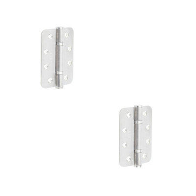 2 PACK High-Quality Grade 13 Radiused Polymer Bearing Hinges in Satin Stainless Steel Finish - 30/60 Fire Door Hinge