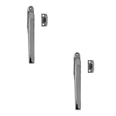 2 PACK High-Quality Modern Non-Lockable Casement Fasteners in Polished Chrome - 124mm - Window Handle