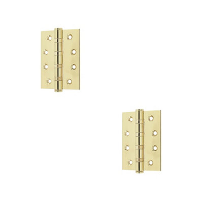 2 PACK High-Quality Polished Brass Ball Bearing Hinge 102x76x3mm for Smooth Operations - Door Hinges