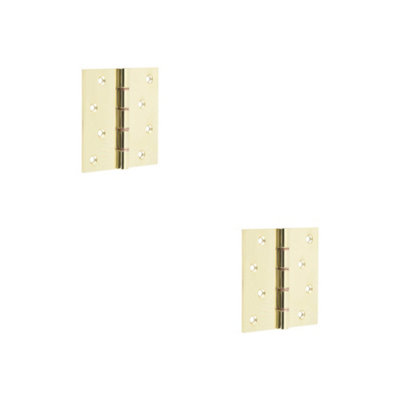 2 PACK High-Quality Polished Brass Projection Hinge 102x102x3mm for Doors and Cabinets - Door Hinges