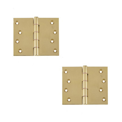 2 PACK High-Quality Polished Brass Projection Hinge 102x125x3.5mm - Door Hinges