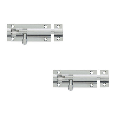 2 PACK High-Quality Polished Chrome Brass Straight Barrel Bolts 38x25mm - Door Bolt