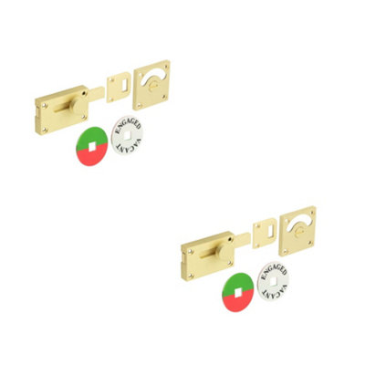 2 PACK High-Quality Satin Brass Indicator Lock for Enhanced Privacy - Sliding Bathroom Toilet Door Bolt