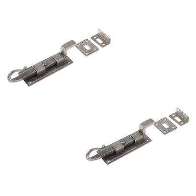 2 PACK High-Quality Shepherds Crook Necked Bolts 102mm in Durable Pewter Finish - Door Bolt Lock