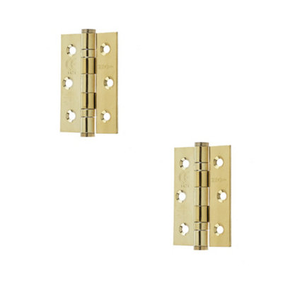 2 PACK High-Quality Stainless Steel Grade 7 Ball Bearing Hinge 76x50mm with Brass Finish - Door Hinges