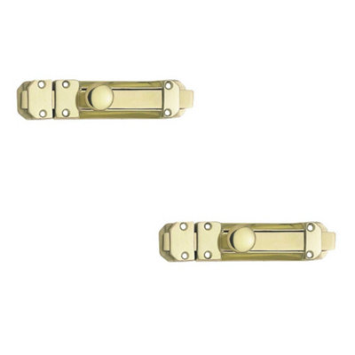2 PACK High-Security Contract Door Bolts 116x30mm in Polished Brass - Door Bolt Lock