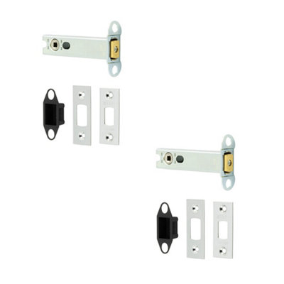 2 PACK High Security Heavy Duty Tubular Deadbolts 102mm in Polished Stainless Steel - Door Bolt