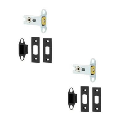 2 PACK High Security Heavy Duty Tubular Deadbolts - 64mm in Stylish Black Finish - Door Bolt