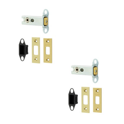 2 PACK High Security Heavy Duty Tubular Deadbolts 76mm in Satin Brass Finish - Door Bolt