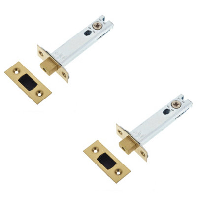 2 PACK High Security Heavy Duty Tubular Deadbolts with Brass Finish for Doors - Door Bolt