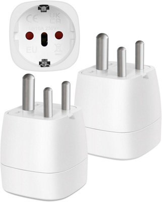 2-Pack India Plug Adapter, EU to Type D for India, Nepal, Sri Lanka ...