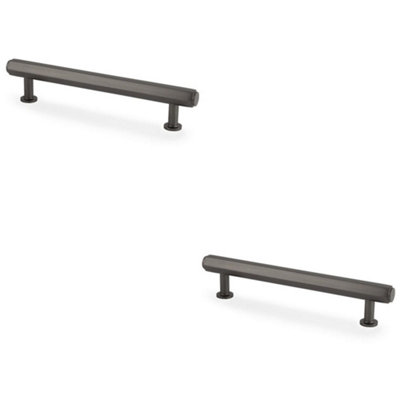 2 PACK - Industrial Hex T Bar Pull Handle - Dark Bronze 128mm Centres Kitchen Cabinet