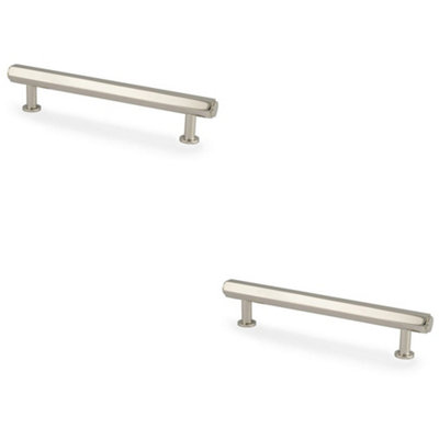 2 PACK - Industrial Hex T Bar Pull Handle - Polished Nickel 128mm Centres Kitchen Cabinet