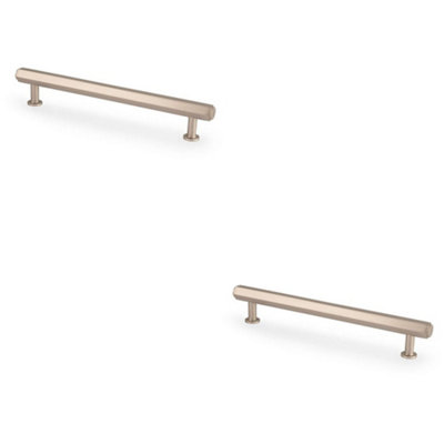 2 PACK - Industrial Hex T Bar Pull Handle - Satin Nickel 160mm Centres Kitchen Cabinet
