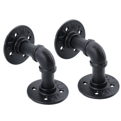 2 Pack Industrial Style Iron Pipe Shelf Storage Bracket 9cm W x 9cm H
