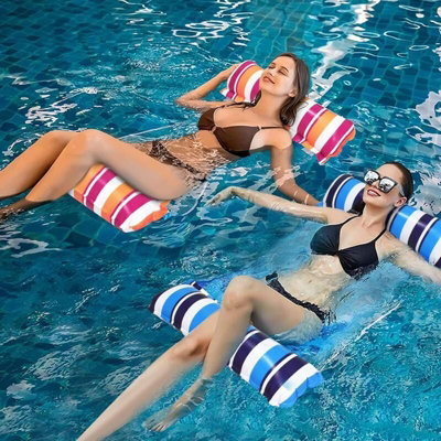 2 Pack Inflatable Swimming Pool Mattress Adult Toys 4 in 1 Swimming Pool  Hammock Blue and Orange