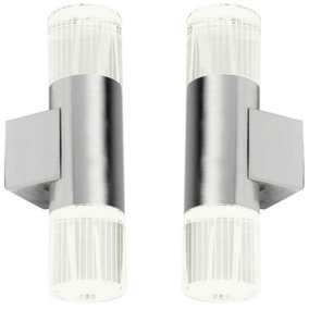 2 PACK IP44 Accent LED Light Steel Double Glass Up Down Wall Lamp Porch Garden