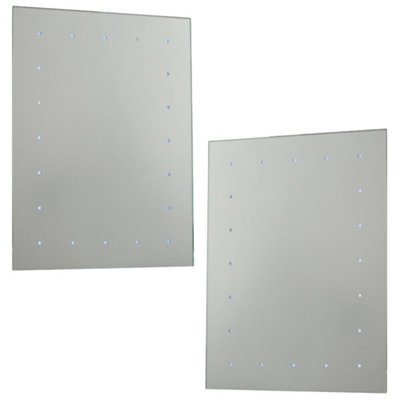 2 PACK IP44 LED Bathroom Mirror 60cm x 45cm Battery Powered Wall Light ...
