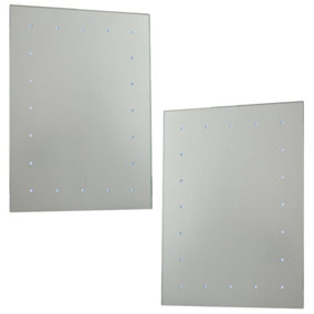 2 PACK IP44 LED Bathroom Mirror 60cm x 45cm Battery Powered Wall Light Switch