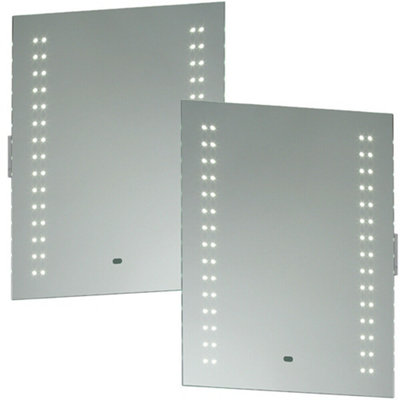 2 PACK IP44 LED Bathroom Mirror 60cm x 50cm Vanity Light Shaver Socket & Motion