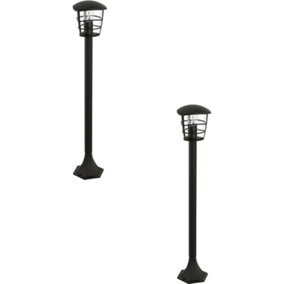 2 PACK IP44 Outdoor Bollard Light Black Lantern 1x 60W E27 Bulb Lamp Post