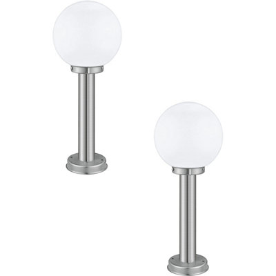 2 PACK IP44 Outdoor Bollard Light Stainless Steel Orb 60W E27 500mm Lamp Post