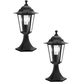 2 PACK IP44 Outdoor Pedestal Light Black Aluminium 1x 60W E27 Porch Lamp
