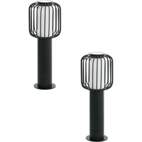 2 PACK IP44 Outdoor Pedestal Light Black Steel 1x 28W E27 Wall Gate Lamp