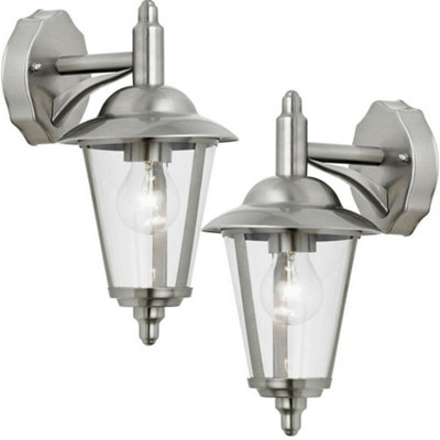 View of 2 PACK IP44 Outdoor Wall Lamp Stainless Steel Traditional Lantern Porch ...