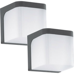 2 PACK IP44 Outdoor Wall Light Anthracite Cast Aluminium 6W LED Lamp