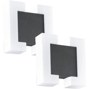 2 PACK IP44 Outdoor Wall Light Anthracite & Modern White Square 4.8W LED
