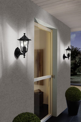 2 PACK IP44 Outdoor Wall Light Black Aluminium Lantern 1x 60W E27 Porch Lamp