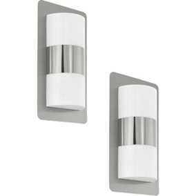2 PACK IP44 Outdoor Wall Light Modern Stainless Steel 2x 10W E27 Porch Lamp