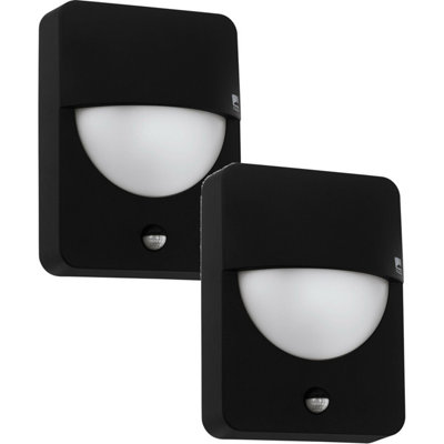 2 PACK IP44 Outdoor Wall Light & PIR Sensor Cast Aluminium 1x 28W E27 Bulb DIY at B&Q