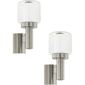2 PACK IP44 Outdoor Wall Light Stainless Steel Shade 1x 40W E27 Porch Lamp