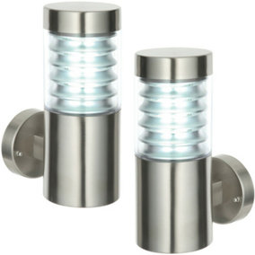2 PACK IP44 Outdoor Wall Light Steel Spiralled Clear Shade Porch Outdoor Lamp