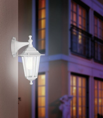 2 PACK IP44 Outdoor Wall Light White Aluminium Lantern 1x 60W E27 Porch Lamp