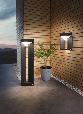2 PACK IP54 Outdoor Bollard Light Modern Black Aluminium 10W LED Lamp Post