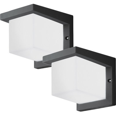 2 PACK IP54 Outdoor Wall Light Anthracite Cast Aluminium 10W LED Lamp ...