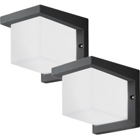 2 PACK IP54 Outdoor Wall Light Anthracite Cast Aluminium 10W LED Lamp