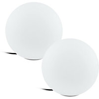2 PACK IP65 Outdoor Garden Ball Light White Plastic 1x 40W E27 300mm Globe