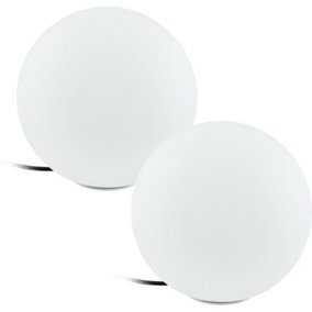 2 PACK IP65 Outdoor Garden Ball Light White Plastic 1x 40W E27 300mm Globe