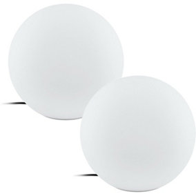 2 PACK IP65 Outdoor Garden Ball Light White Plastic 1x 40W E27 390mm Globe