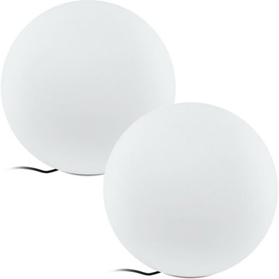 2 PACK IP65 Outdoor Garden Ball Light White Plastic 1x 40W E27 500mm Globe