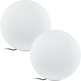 2 PACK IP65 Outdoor Garden Ball Light White Plastic 1x 40W E27 500mm Globe